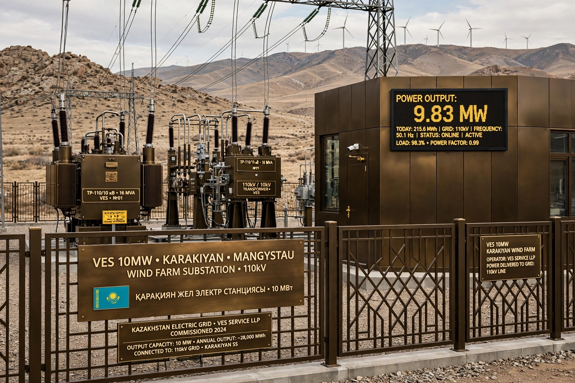 ВЭС 10MW Karakiyan 110kV substation 9.83 MW