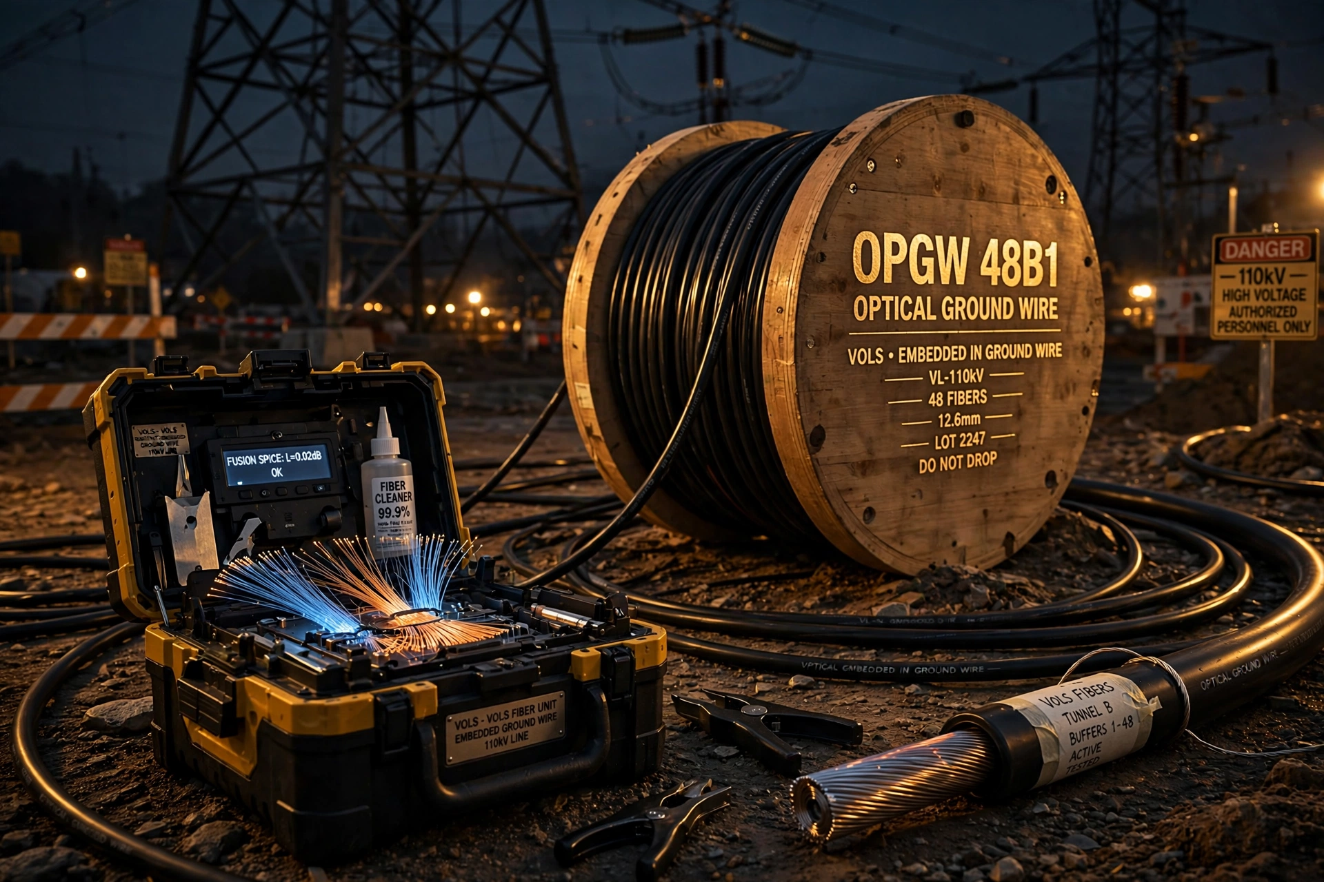 OPGW 48B1 барабан ВОЛС встроенная в грозотрос